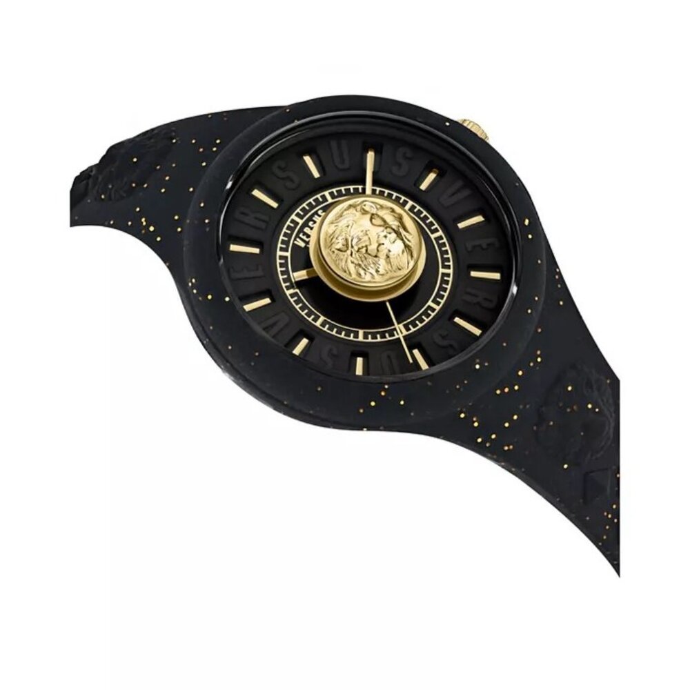 NWT Versace Versus Women's Fire Island Lion Glitter Black Silicone Strap Watch - Picture 2 of 10